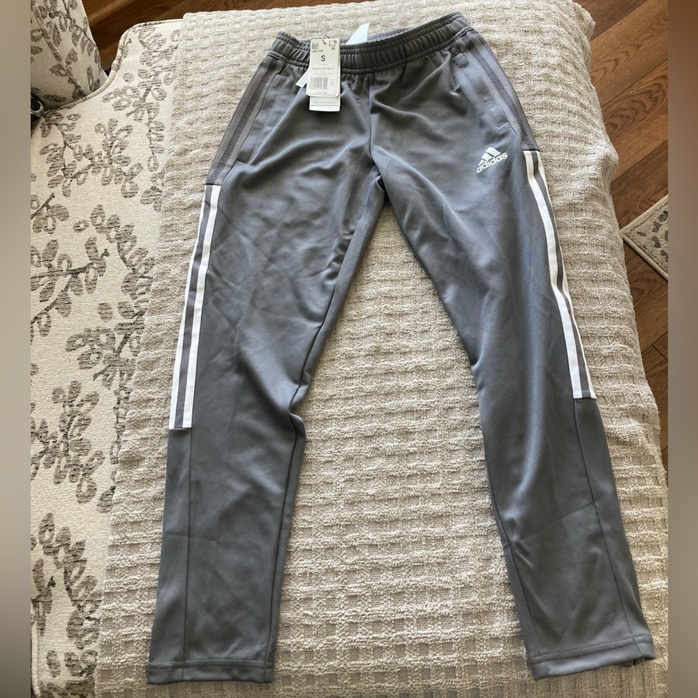 Adidas Kids Tiro Pant Gray/White Size 9/10 NWT